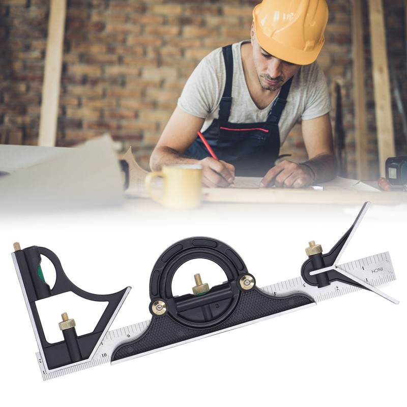 300MM Combination Square Length Depth Angle Measuring Ruler Stainless Steel