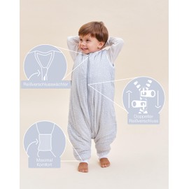 molis&co Baby Sleeping Bag With Feet 2.5 TOG Ideal for Transitional Period and Winter 100% Organic Cotton (Oeko-Tex 100), Grey print, 70 cm (1er Pack)