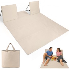 CAMPHILL 2-Person Portable Beach Lounge Chairs,Lightweight Outdoor Beach Mat with Back Support,Double Pool Seat for Sunbathing Sand Picnic Poolside,Extra Long & Extra Wide Design,Beige