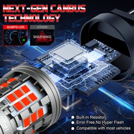 iFunyLED 2PCS 3157 LED Bulb, Super bright 3156 3056 3057 3047 3457 4157 LED, Anti Hyper Flash CANBUS Error Free, Replacement Light Kit Set for Car Tail Brake Lights - Red