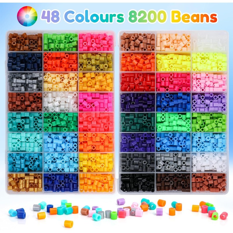 VynyQoo Bügelperlen Set, 8200 Stück 5 mm Bügelperlen in 48