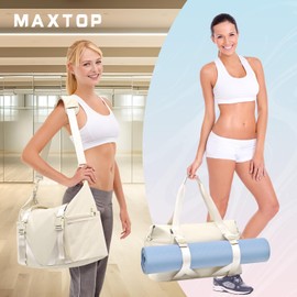 MAXTOP Sports Bags for Women Yoga Tote Bag Travel Duffle Bag Weekender Carry on Overnight Bags Personal Item Bag, beige