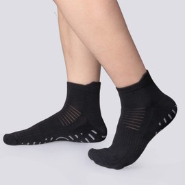 YUEDGE Womens Pilates Yoga Socks Non Slip Wicking Cotton Cushioned Ankle Grip Socks for Women Size 5-8, 3 Pairs