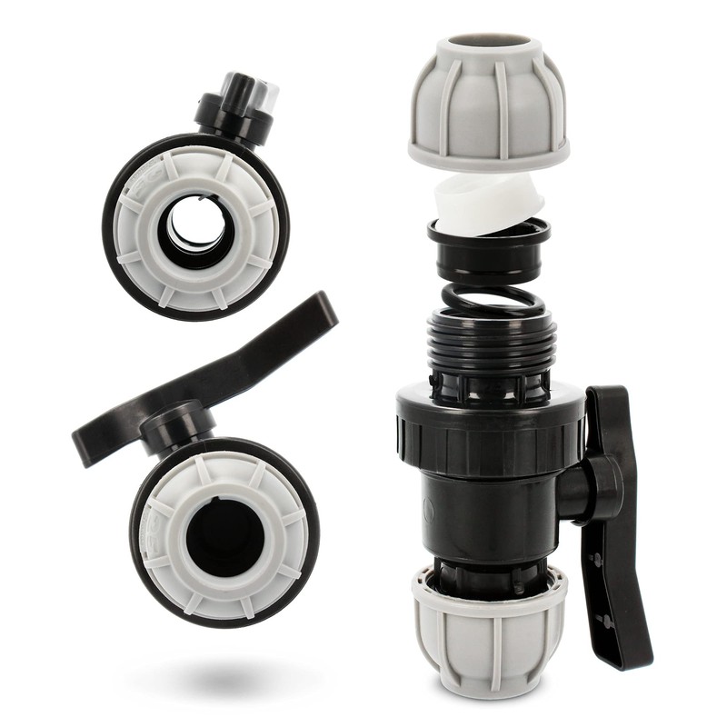 Instalguru PE-Fitting Ball Valve 2-Way 20mm x 20mm Clamp Valve