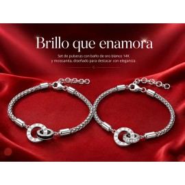 Pulseras Para Parejas Promesa Moissanita Oro Blanco 18k Plat