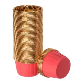 HARFINGTON Golden Red Cupcake Cups, 50pcs Aluminum Foil 3.5oz Standard Cupcake Liners Cupcake Baking Cups for Birthday Party Supplies Weddings Decorations