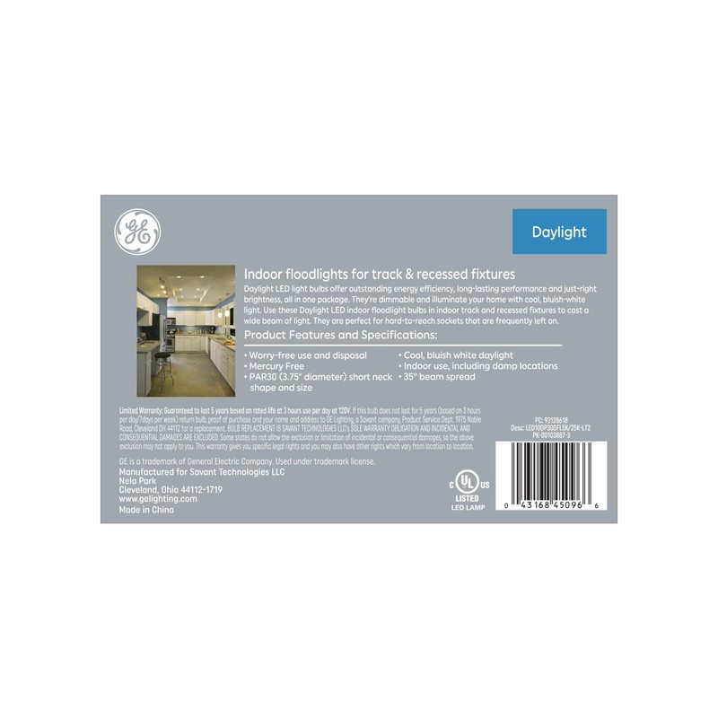 GE Classic LED Light Bulbs, 75 Watt Eqv, Daylight, PAR30