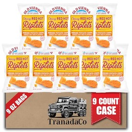 Old Vienna of St. Louis Cheesy Red Hot Riplets Hot BBQ Chips 9oz Bags (9 Count) Snack Case by TranadaCo