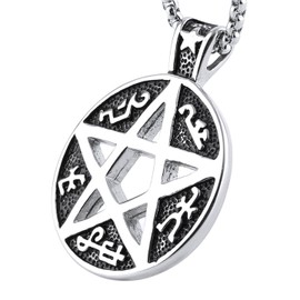 HZMAN Supernatural Devils Trap Symbol Sigil Stainless Steel Pendant Necklace Pentagram Anti Possession