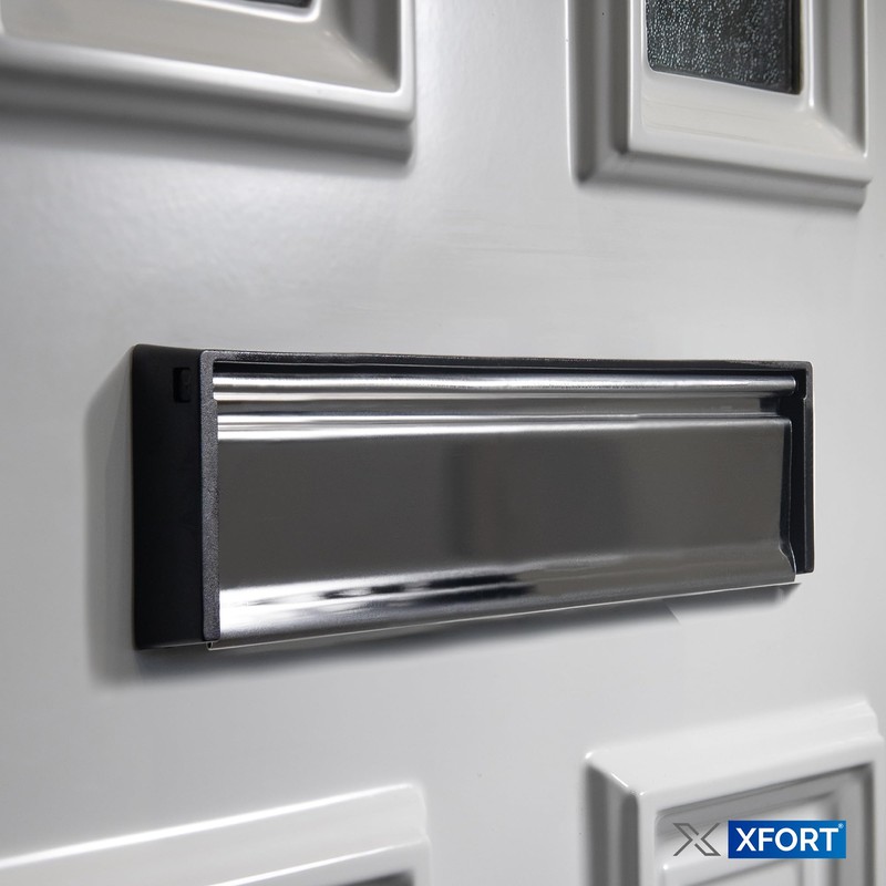 Xfort MailPlate 10" Letterplate Polished Chrome, Premium Draught Proof Postal