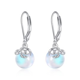 Turtle Earrings For Women Moonstone Teardrop 925 Sterling Silver Jewelry Gifts for Girls
