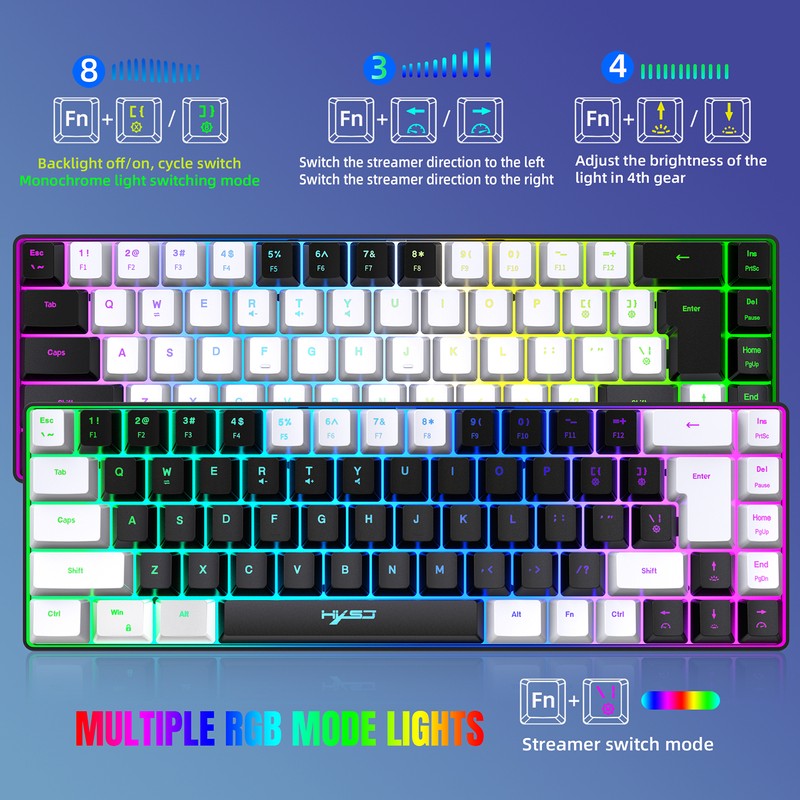 HXSJ V200 Wired K68 RGB Streamer Mini Gaming Keyboard 19-Key