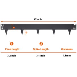 Meyoppm Metal Landscape Edging 42 Inch Strips, Steel Landscape Edging 6.3 Inch Depth, 6 Pack Hammer in Landscape Edging, Metal Edging for Landscaping