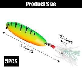 5 Pcs Metal Fishing Lures, Metal Fishing Spoons, Spinner Lures Spoons, Fishing Lure Wobbler, Trout Fish Spoon Bait, Metal Fishing Lures Spoon, for Snakehead, Mandarin Fish, Tilapia Bait, etc
