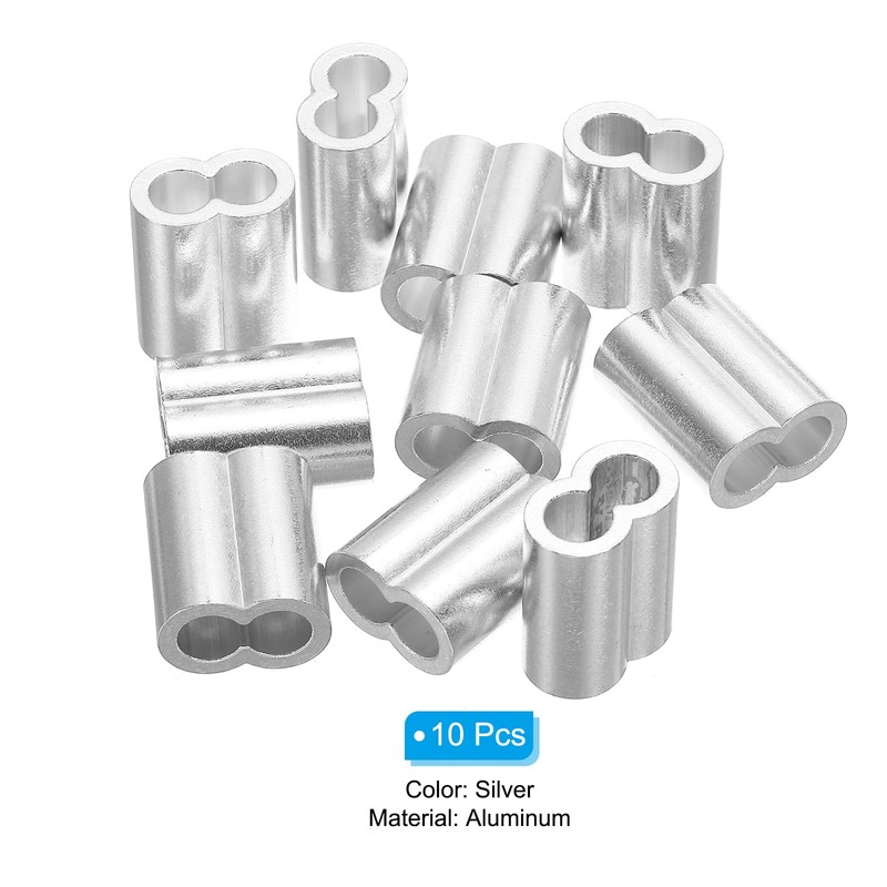sourcing map 5/16" 8mm Aluminum Crimping Loop Sleeve Double Ferrule