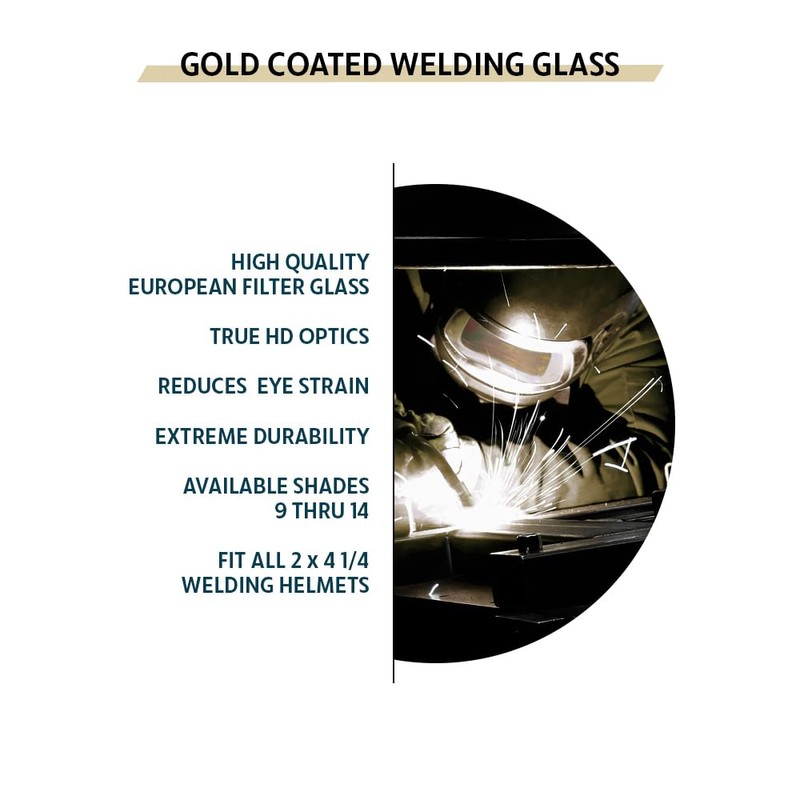 Gold Welding Lens – Small 2″ × 4.25″ - Premium
