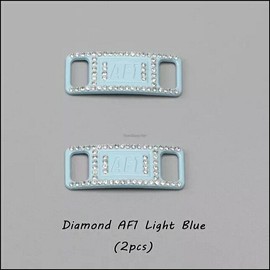 Unbranded Air Force 1 Baby Blue Diamond CZ Shoelace Buckles Metal  AF1 Tags NEW