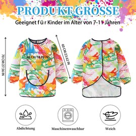 EOAMGO Children's Painting Apron for 7-11 Years, Waterproof Children's Painting Apron with Sleeves and Large Pockets, Children's Coat for Painting, Cooking, Crafts, Experimentation