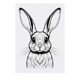 'Long Eared Hare Rabbit' Temporary Tattoo - Water Resistant, Skin-Safe, Non-Toxic Transfer (TO00078283)