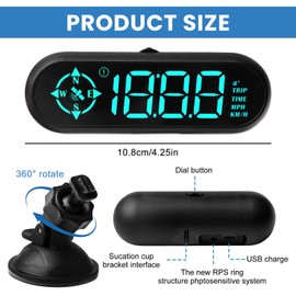 GOEDCH Head Up Display: Auto HUD, GPS Geschwindigkeitsmesser, Universeller Digitaler Tachometer mit Plug & Play Installation, USB-Betrieb, Auto-Brightness für Alle Fahrzeuge (Auto, Motorrad, LKW)​