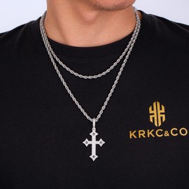 KRKC&CO Gold Chain Men's Silver Chain 2.5/3/4 mm, Thin Cord Chain Rope Chain Wheat Chain Stainless Steel, 18 K Gold/White Gold Plated Fine Braid Chain for Women, Unisex Rope Necklace Gifts, 46-66 cm,