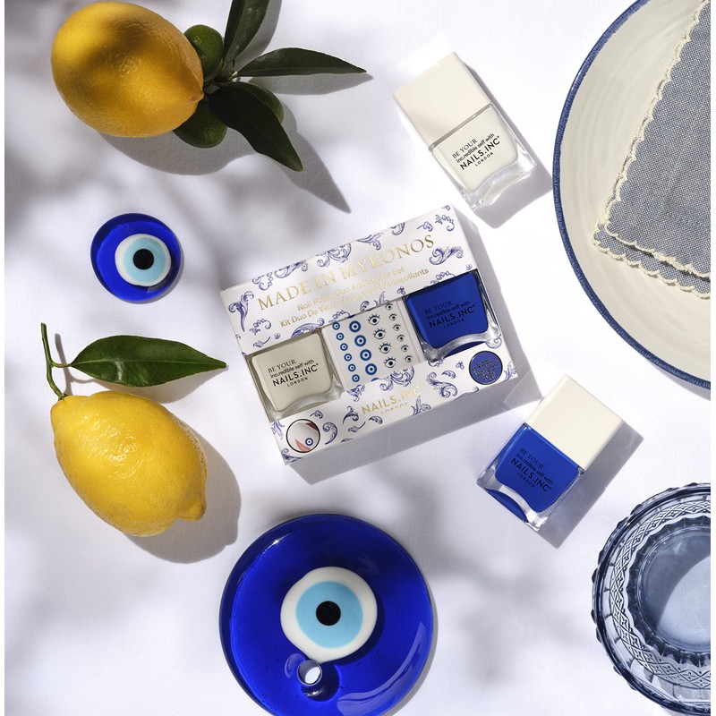 Nails Inc Nails Made in Mykonos Duo, white and blue,