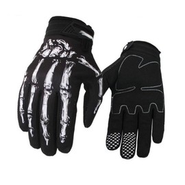 Skeleton Pattern Motorcycle Riding Gloves, Sports Gloves, Outdoor Cycling Gloves, Waterproof Gloves Suitable for Holiday Gifts - Color: Black, Specification: 1 Pair-S