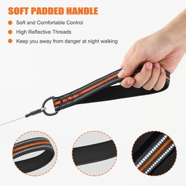 YUDOTE Chew Proof Dog Leash, 6 ft Steel Cable Dog Lead with Reflective Soft Padded Handle Sturdy Waterproof Dog Leashes,Orange