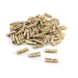 Sepkina 100 Mini Wooden Pegs, Clothes Pegs, Decorative Photo Pegs, Decorative Clips, Wooden Decorative Clips, Brown (Natural, 3.5 cm / 35 mm)