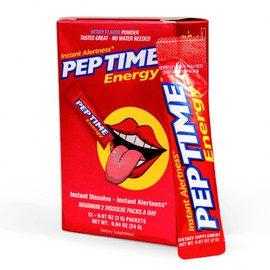 PEPTIME Energy Instant Alertness Dissolvable Energy-Powder Packets, No Water Needed, Energy Dietary Supplement with Vitamins B6 and B12, 150 mg Caffeine per Serving, 30 Pack, Berry Flavor