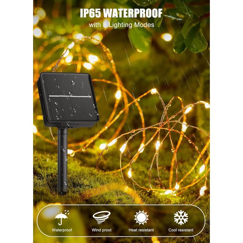 Minetom Solar String Lights for Outside, 33Ft 100 LED 1