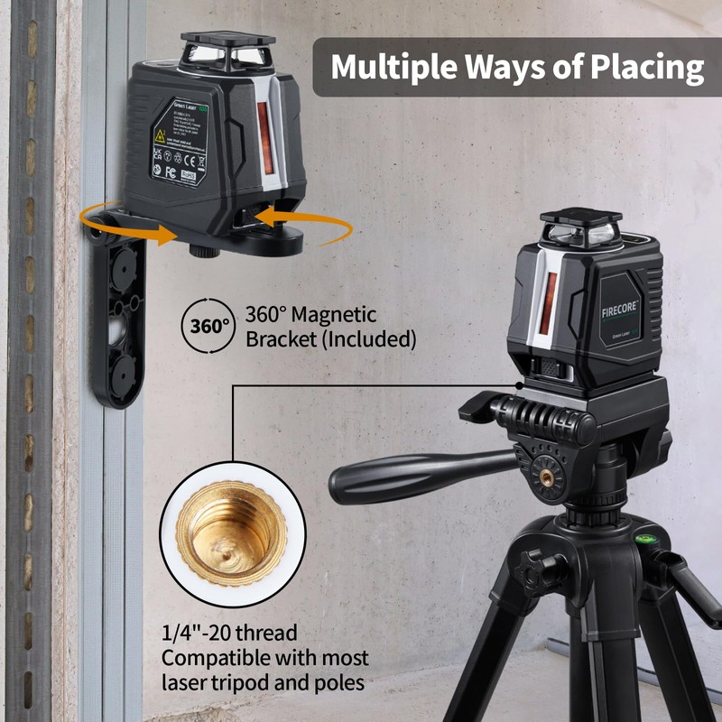 Firecore 360° Laser Level with Tripod, 100Ft Self Leveling Laser