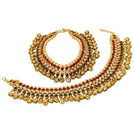 Jewel India Traditional Indian Fashion Bollywood Ethnic Gold Kundan Ghungroo Beads Payal Anklet