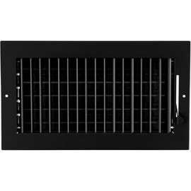 12"w X 6"h Adjustable AIR Supply Diffuser - HVAC Vent Cover Sidewall or Ceiling - Grille Register - High Airflow - Black [Outer Dimensions: 13.75"w X 7.75"h]