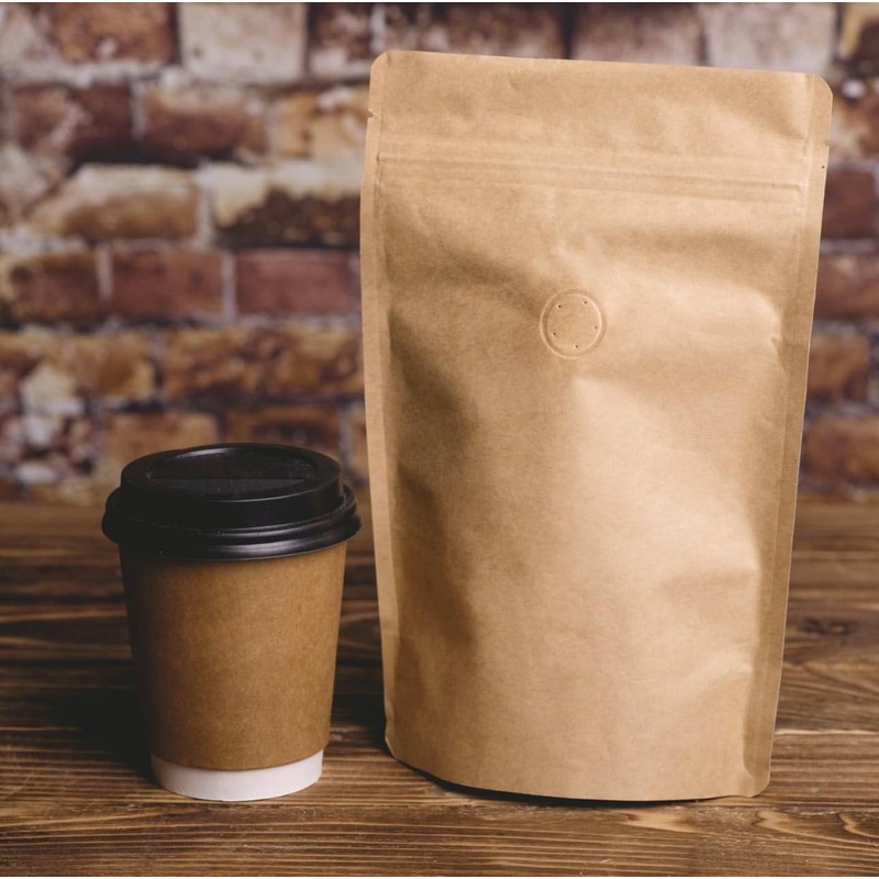50 Pack Kraft Coffee Bags with Zipper Lock, High Barrier