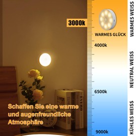 Electight 3 Stück 8 LEDs Nachtlicht mit Bewegungsmelder, Nachtlampe, USB Wiederaufladbares, 3 Modi Einstellbar, Auto/ON/Off, für Schlafzimmer, Schrank,Toilette, Flure - 3000K Warmweiß