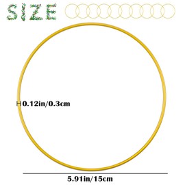 UPIQNG 10Pcs Metal Hoop Golden Rings Round Frame Base Floral Hoop Wreath Dream Catcher DIY Craft Tools for Weddings and Festival Decoration,5.9 inch