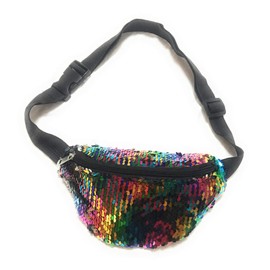 Small Rainbow Sequin Bum Bag Fanny Pack Travel Waist Money Belt Wallet Pouch UK