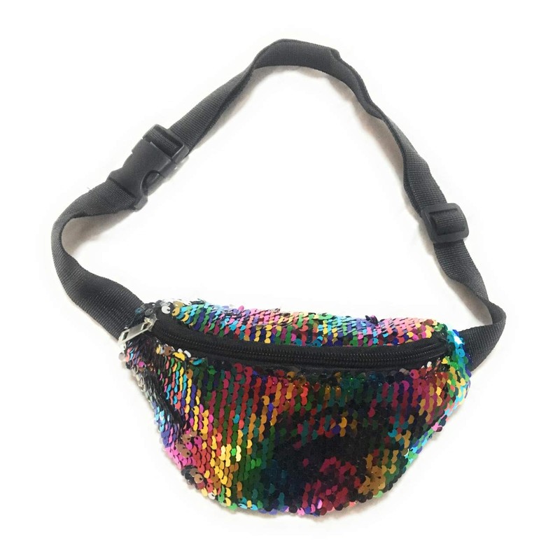 Small Rainbow Sequin Bum Bag Fanny Pack Travel Waist Money