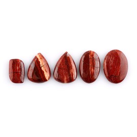 CRYSTALIS Wholesale 5pcs Natural Snakeskin Jasper Loose Gemstone Bulk Cabochons Jewelry Making Supply, Chakra Healing Polished Stones, Wire Wrapping, DIY, Gem Collection