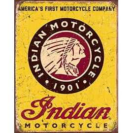 Desperate Enterprises Indian Motorcycle Since 1901 Tin Sign, 12.5" W x 16" H