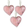 3Pcs Baby Pink Heart 12cm - Christmas Tree Hanging Decorations