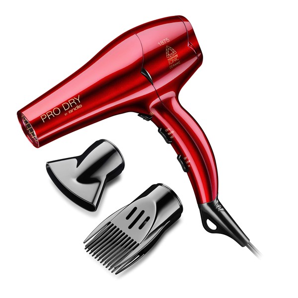 Andis 30245 1875W Tourmaline Ceramic Ionic Pro Dry Professional Hair Dryer With 3 Heat Settings/2 Speed Settings- Red