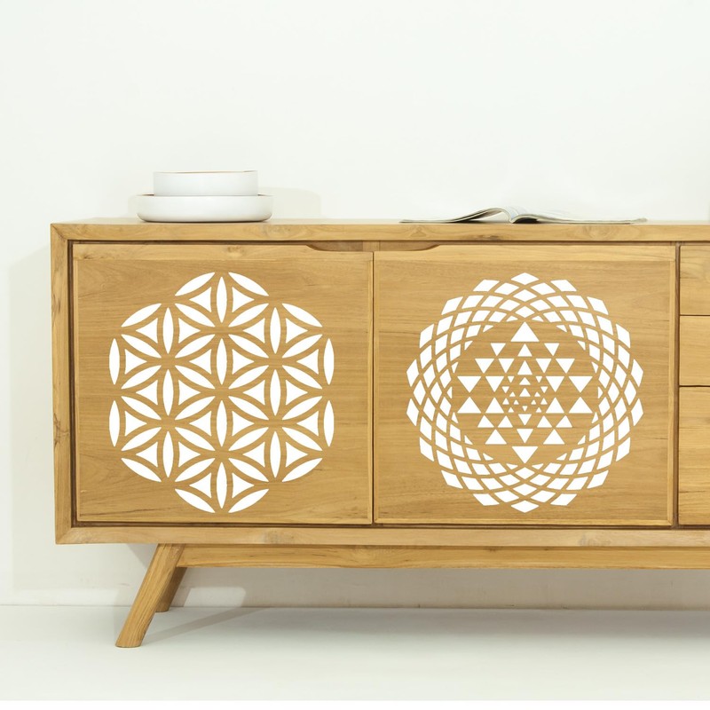 Sacred Geometry Stencil 8x8inch Reusable Hexagon Mandala Stencils Metatron's Cube/The
