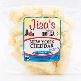 Jisa's Farmstead Cheese New York Cheddar Cheese Nuggets | Pack of 3 | 8 oz | Jisa's Farmstead Cheese