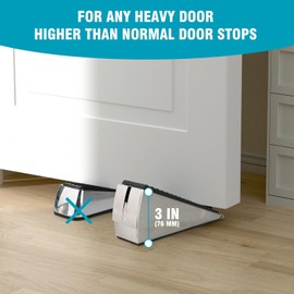 Flora GUADR Adjustable Spring Loaded Large Door Stopper - Heavy Duty Tall Door Stop Wedge for Bottom of Door, 3 Inch Doorstop Stainless Steels and Rubber Made Suits Any Heavy Door （2 Pack）