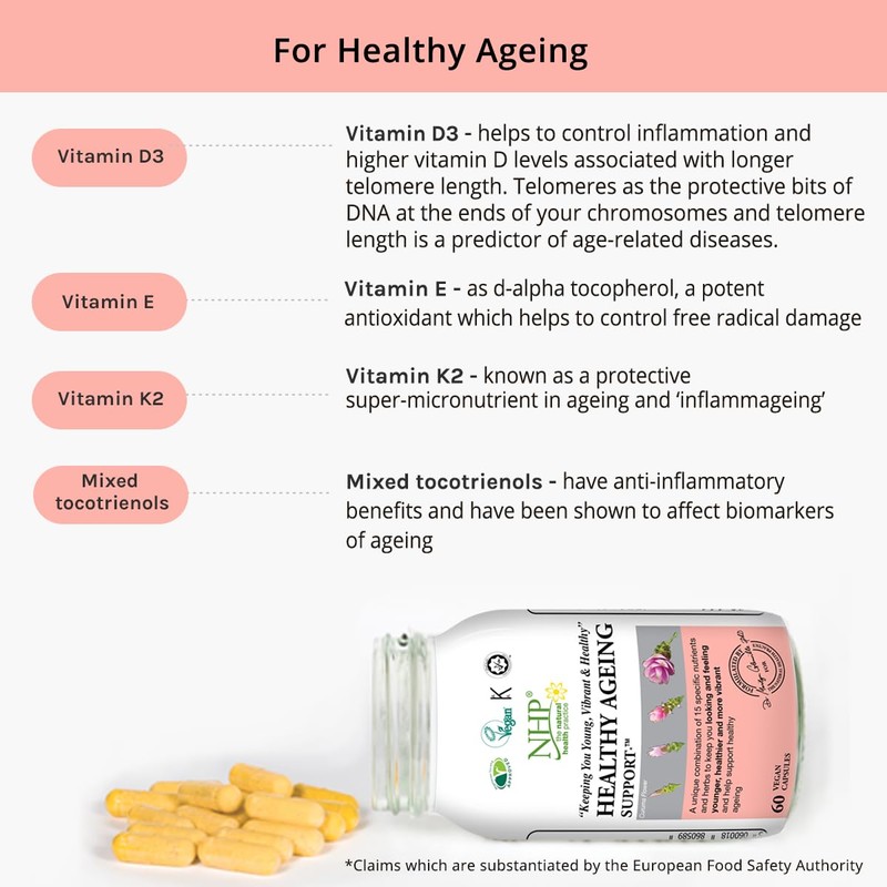 NHP Healthy Ageing Support – 90 Vegan Capsules, Advanced Longevity