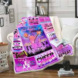 Cheerleader Blanket 60"x50", Soft Cozy Warm for Cheer Team, Girls Teens Kids - Cheerleading Gift for Couch Bed Sofa