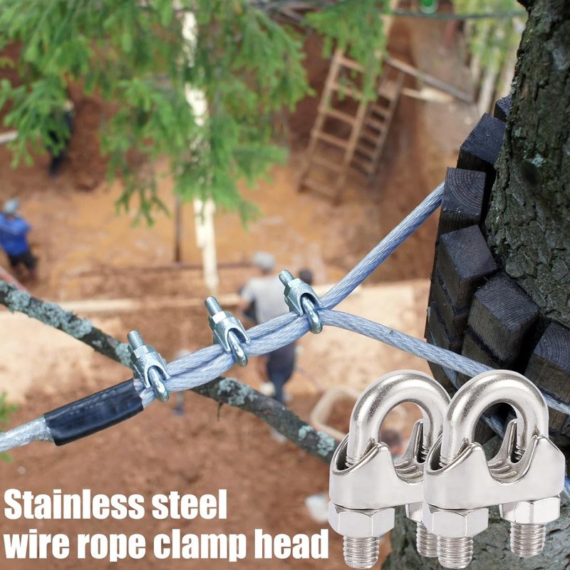 CRLLDPM Pack of 6 M4 Rope Clamps, Wire Rope Clamp,