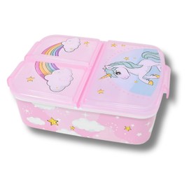 damaloo Unicorn Lunch Box for Girls - Bento Lunch Box with 3 Compartments, BPA Free - Unicorn Children's Lunch Box School and Nursery - Children's Lunch Box - Lunch Box for Children with Large